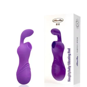 Estimulador Recarregável com Sucção Intensa e Vibração na Cor Roxa Naughty Baby Vibration Rod 16,5 x 4,4 cm