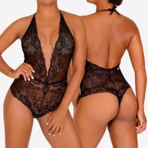 Body Sensual em Renda com Decote Profundo em Tule Invisível – Absoluto