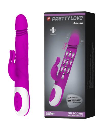 Vibrador-Recarregável-Vai-e-Vem-com-Esferas-Massageadoras-e-Estimulador-de-Clitóris-Pretty-Love-Adrian-26-x-4-cm-Forever-Love-Sex-Shop